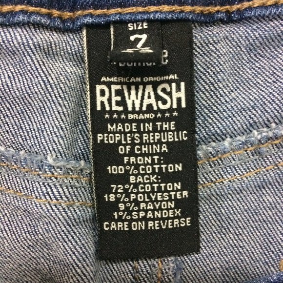 Rewash Womens Denim Jean Mini Skirt Vintage Reunion Distressed Size 7/28 Raw Hem - Picture 6 of 6